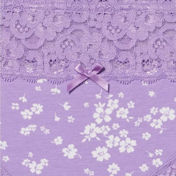 Torrid Panties 2X Hipster Purple Ditsy Cotton Mid Rise Panty Scalloped Waist New - Picture 2 of 3